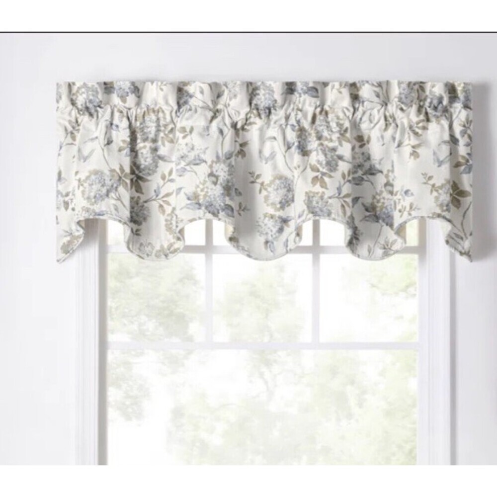 Erie Floral Cotton Blend Scalloped 70” Window Valance